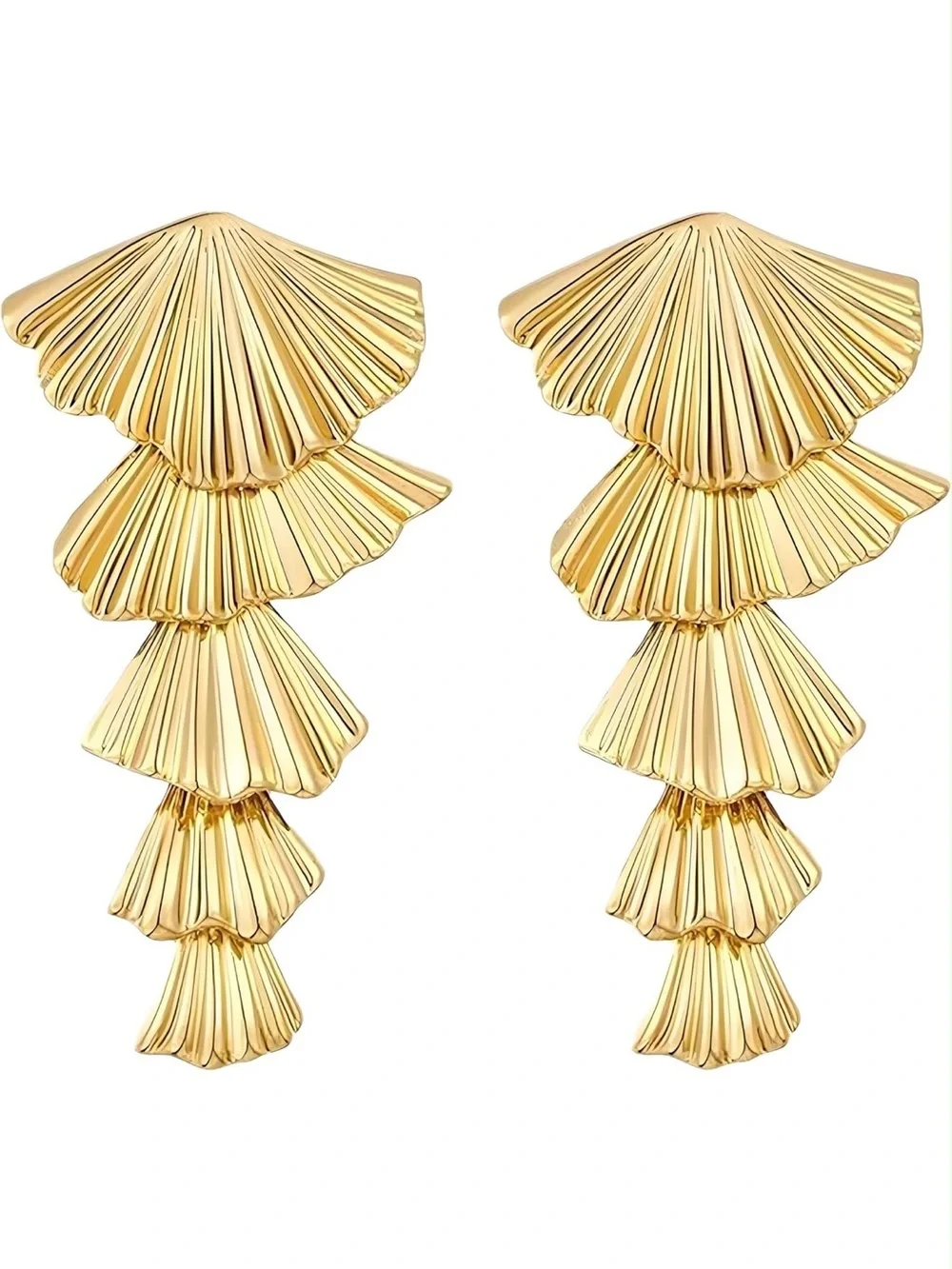 Anthropologie Gold Color Fan Drop Earrings